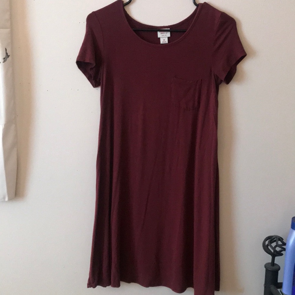 Mossimo Supply Co. Burgundy T-Shirt Dress
